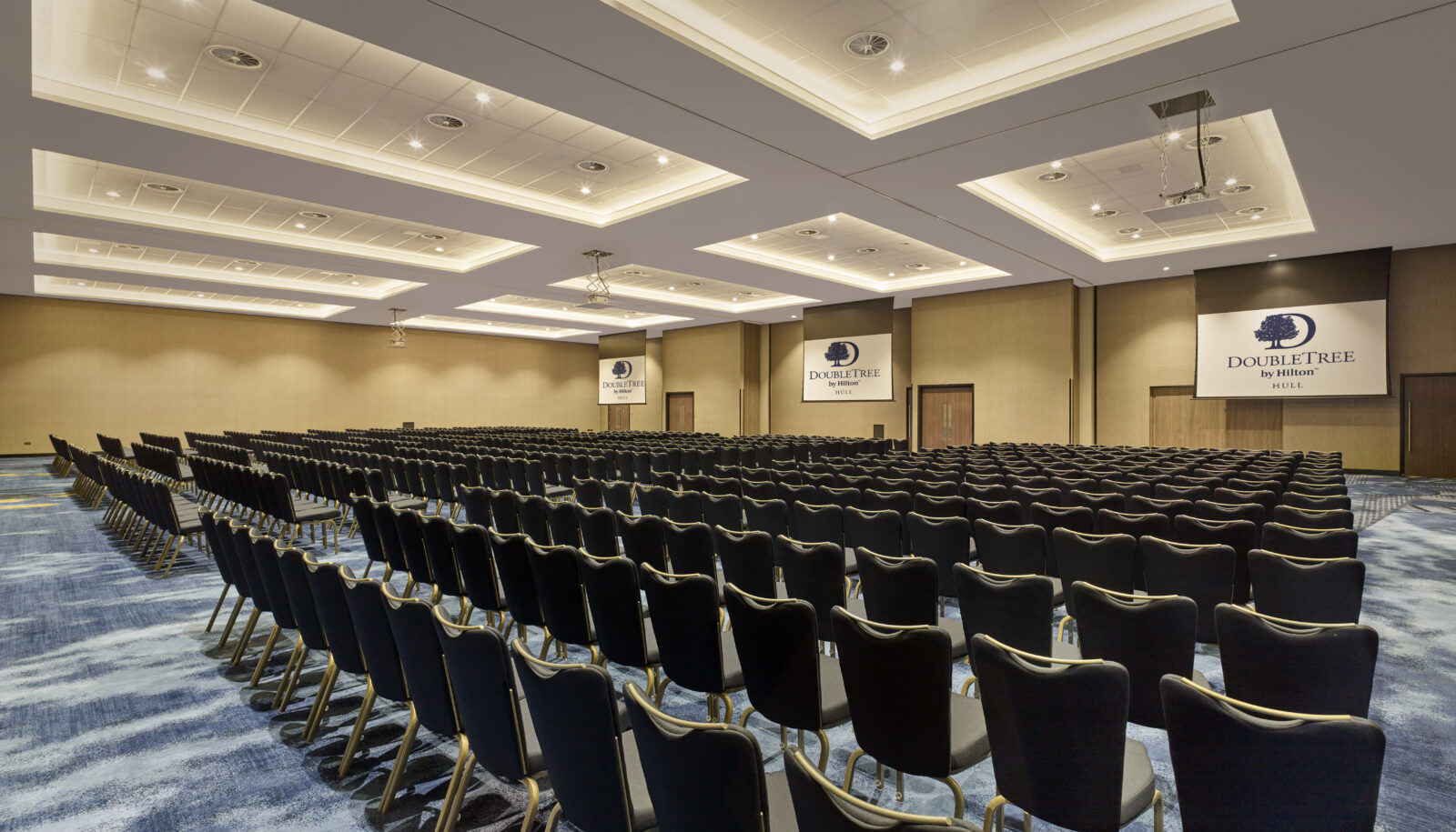 Meeting room laid out in theatre style seating