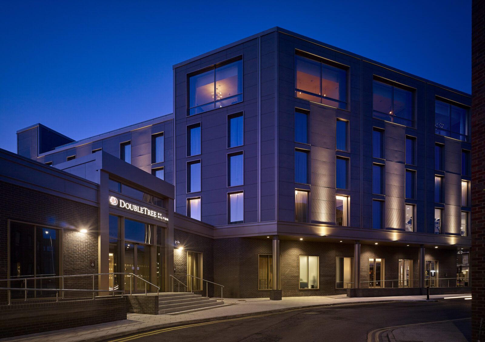 Hotel exterior at night